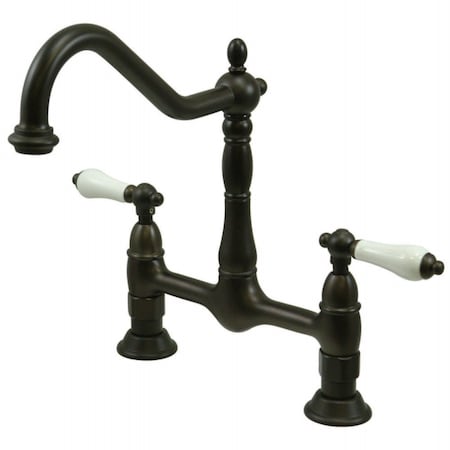 Kingston Brass KS1175PL Heritage Bridge Kitchen Faucet, Oil Rubbed Bronze KS1175PL
